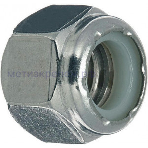 Гайка дюймовая 1/4"-20 UNC с нейлоновой вставкой DIN 985 (NU series, усиленная), оцинкованная сталь