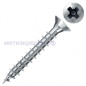 Саморез с потайной головкой 3,0х20 мм Fischer FHT-SZ ZPF для мебельных петель 660306, оцинкованная сталь