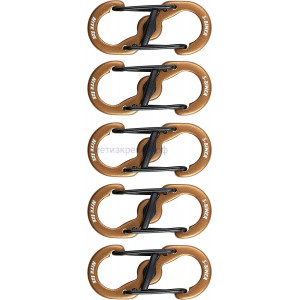 Карабин алюминиевый с блокировкой Nite Ize S-Biner MicroLock LSBMA-29BG-5R7, 5 шт, коричневый