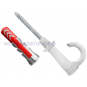 Дюбель 8х40 c винтом и круглым крюком EasyHook Fischer DUOPOWER 557924, нейлон, 4 шт в блистере
