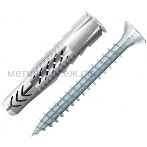 Универсальный дюбель Fischer UX 8х50 R S/25 с кромкой и шурупом 94760, нейлон