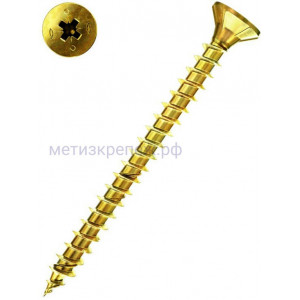 Саморез потай 5х35 мм Fischer FPF-SZ YZF 653921, полная резьба, желтый цинк (50 шт)