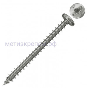 Саморез с полукруглой головкой и полной резьбой 5,0х60 мм Fischer FPF-PT A2F 657385, нержавеющая сталь А2 (50 шт)