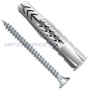 Универсальный дюбель UХR 6х50 S с кромкой и потайным шурупом Fischer 090878, нейлон, 10 шт в блистере