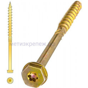 Саморез RC для дерева с шестигранной головкой 8х140 мм, желтый цинк (330814)