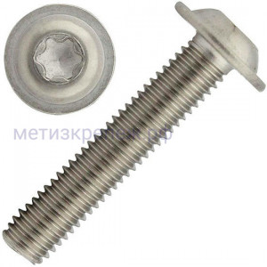 Винт М3х8 TORX10 с полукруглой головкой и фланцем DIN 7380-2, нержавеющая сталь А2