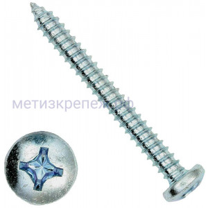 Саморез с полукруглой головкой 5,5х70 DIN 7981 (ISO 7049) форма C, оцинкованный