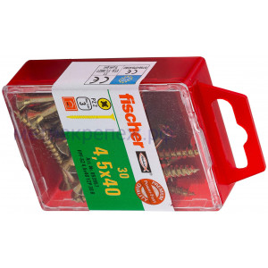 Саморез потай 4,5х40 мм Fischer FPF-SZ YZP 653957, полная резьба, желтый цинк (30 шт)