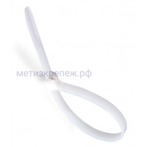 Кабельная стяжка с металлическим зубом 3х100 мм КСЗ Fortisflex белая, упаковка 100 шт