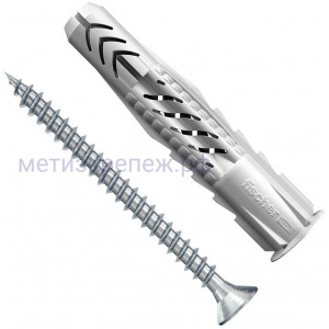 Универсальный дюбель UХR 8х50 S с кромкой и потайным шурупом Fischer 090879, нейлон, 5 шт в блистере