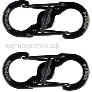Карабин нержавеющий с блокировкой Nite Ize S-Biner MicroLock LSBM-01-2R3, 2 шт (черный)