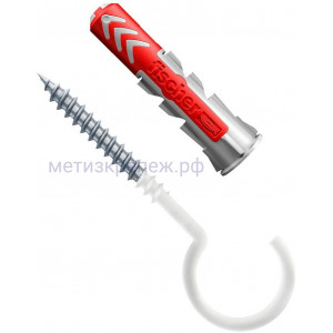Дюбель 10х50 с круглым крючком с нейлоновым покрытием RH G Fischer DUOPOWER N K NV 535484, нейлон, 2 штуки в блистере